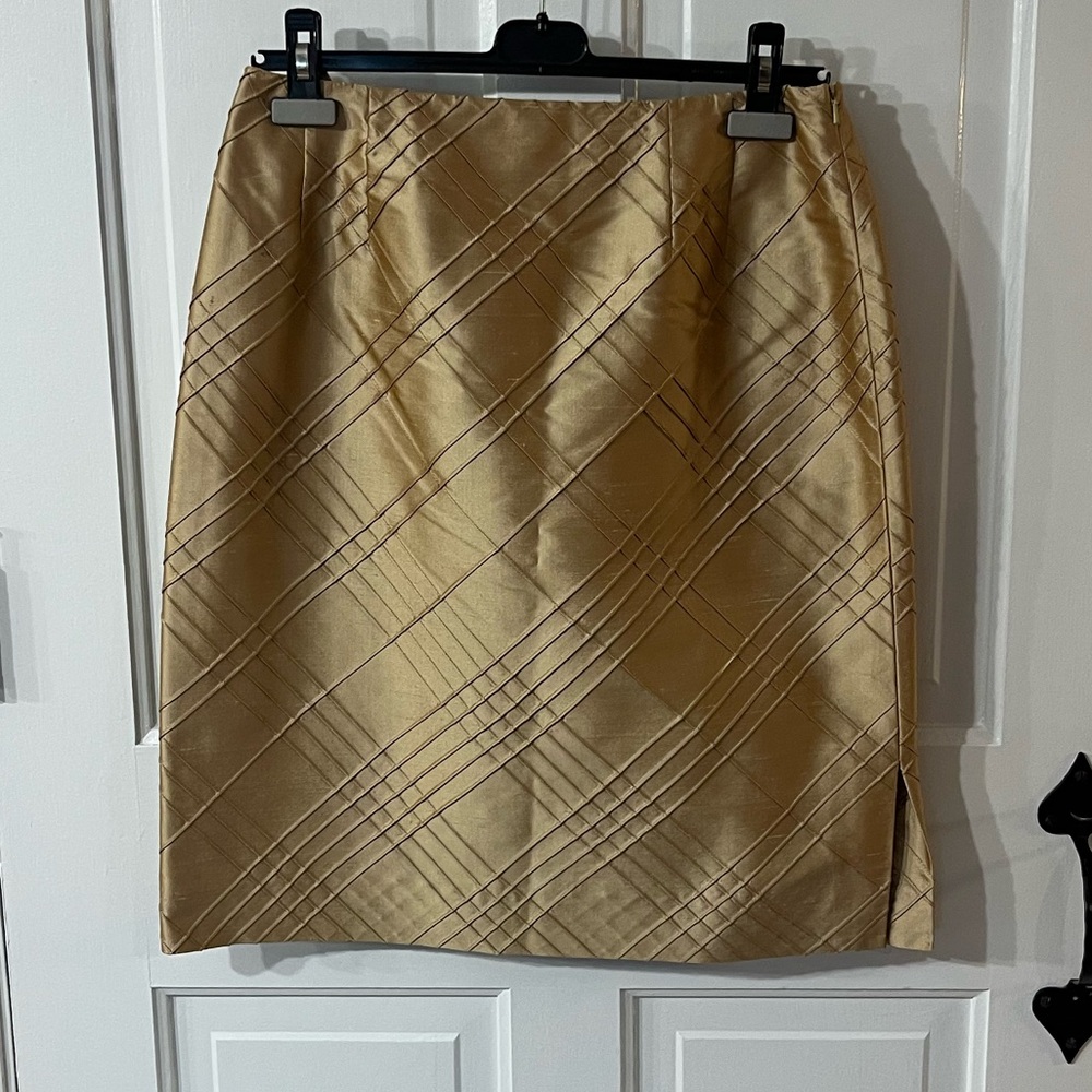 Gold Pure Silk Pencil Skirt